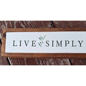 Live Simply Wooden Tabletop Sign With Rustic Design